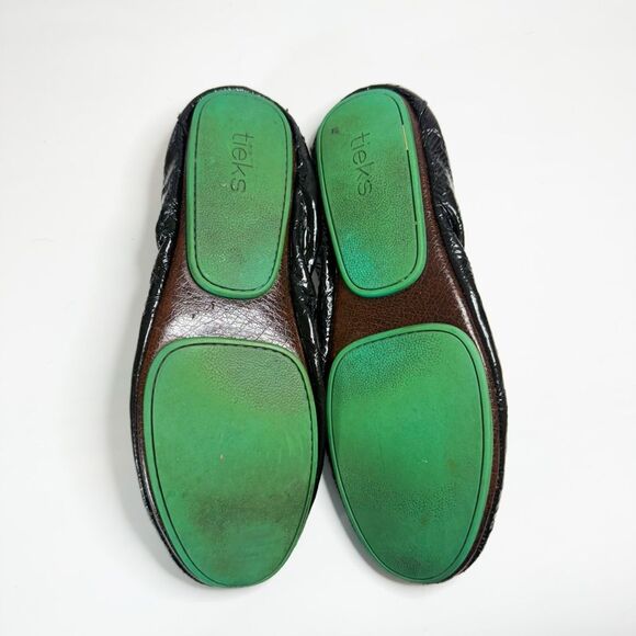 Tieks Women's Obsidian Black Croc Embossed Leather Ballet Flats Women's Size 10 - Picture 6 of 7